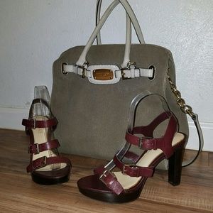 RL Wine & Gold Fully Adjustable Heels
